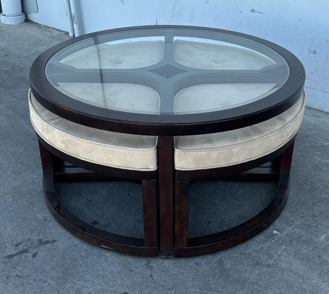 Round Glass Table with 4 chairs Modern Cocktail