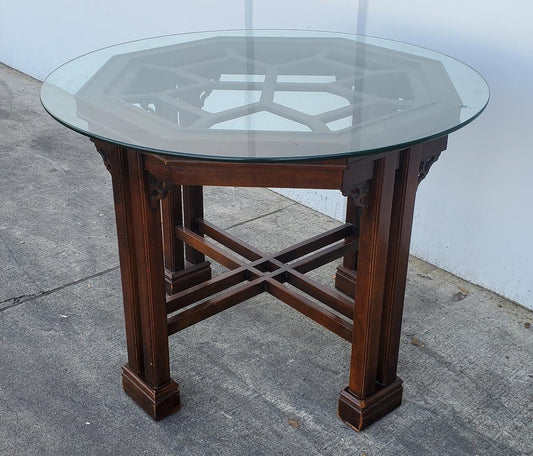 End/side table octagonal glass top chinoiserie