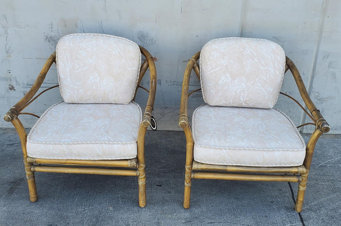 Mcguire pair of Bamboo rattan  lounge armchairs