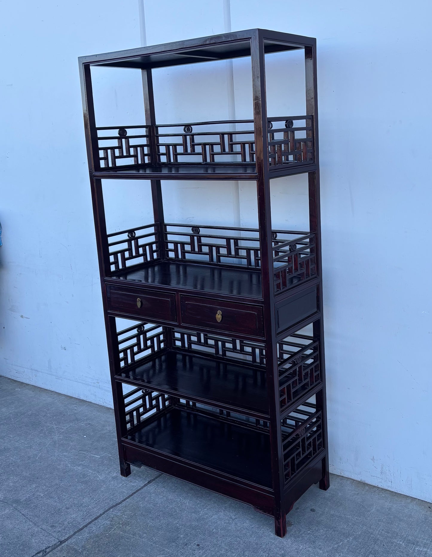 Chinese/ Asian style bookcase with drawers display shelf