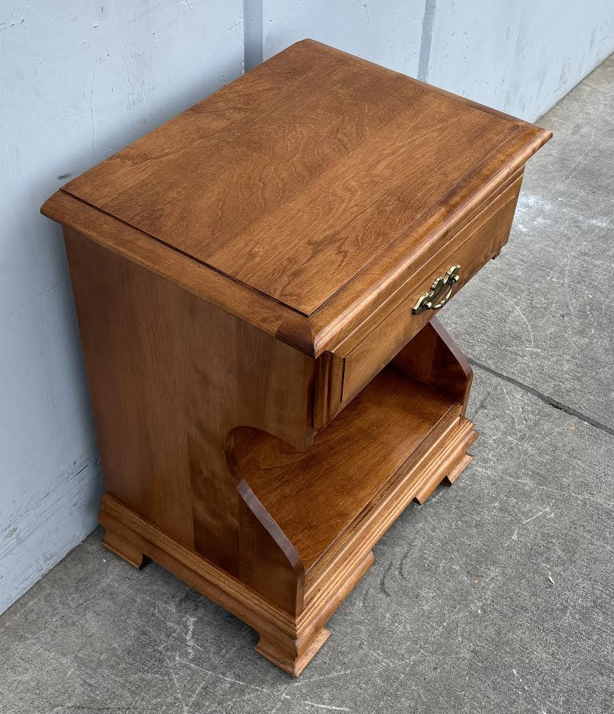 Cal shops Solid Hard Rock Maple Colonial Early American Open Cabinet Nightstand