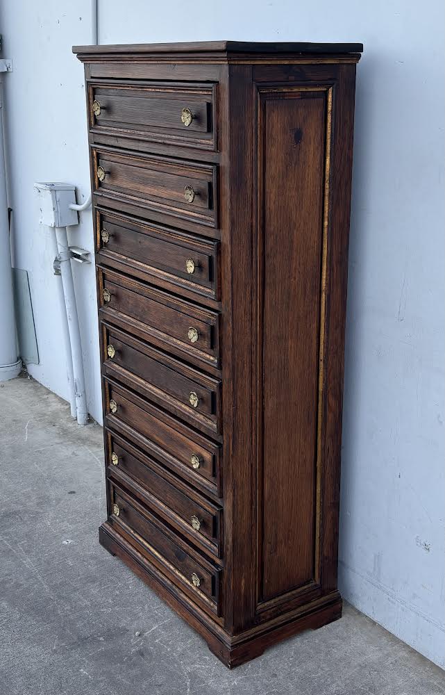 Vintage Tall 8 Drawer Dresser Chest