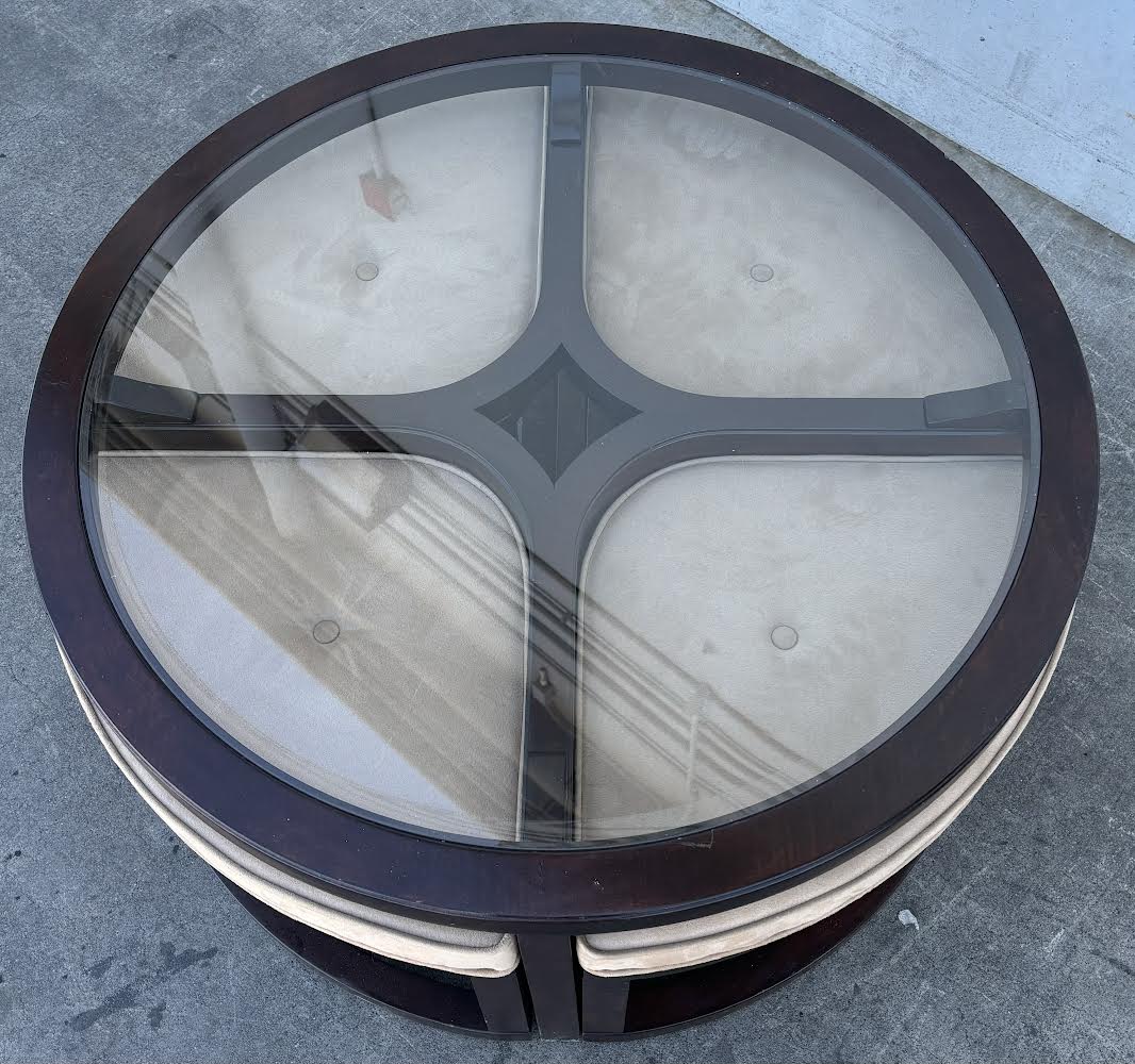 Round Glass Table with 4 chairs Modern Cocktail