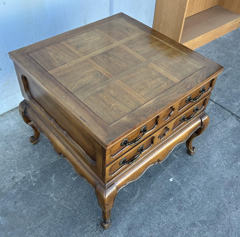 French Provincial Carved Walnut Chest/Side Table/Coffee Table