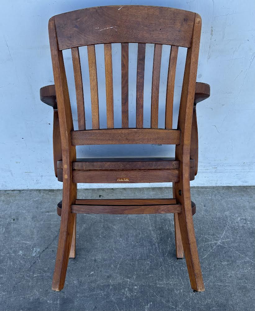Antique Traditional Mahogany walnut Wood Bankers Library Arm Chair W. H. Gunlocke chair co.