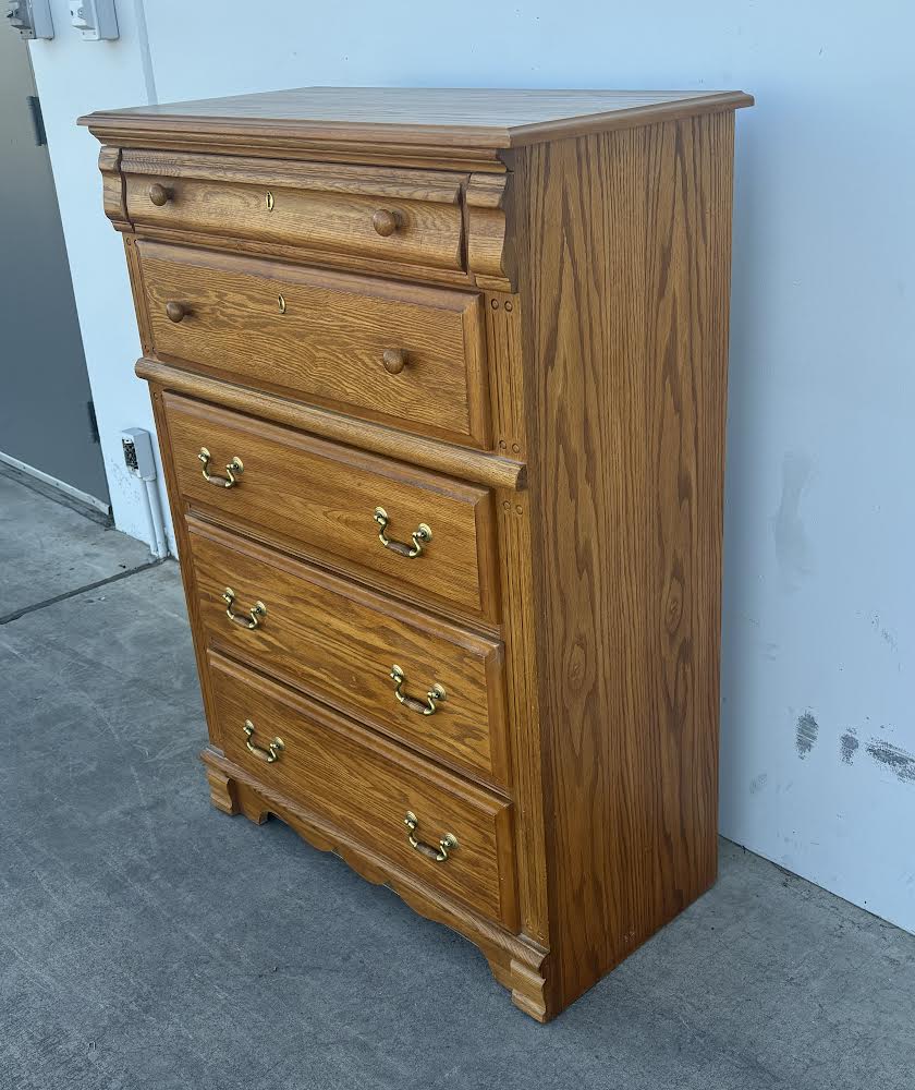Highboy dresser cabinet light wood