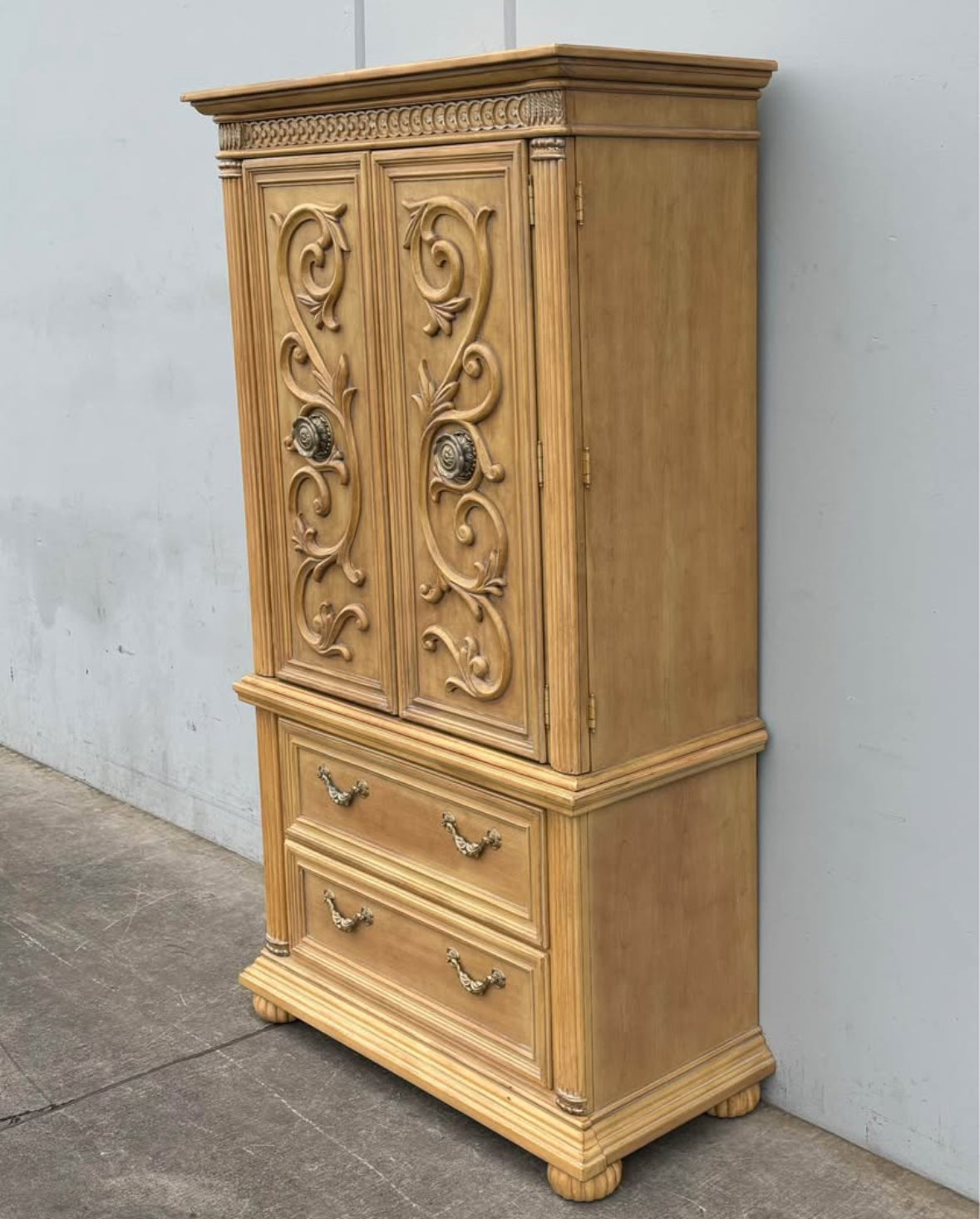 American Signature Light Wood Armoire wardrobe Dresser Hutch
