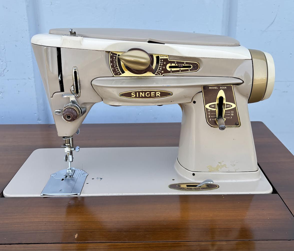 Vintage Mid Century Desk, Singer 500 Sewing Machine, MCM, Retro, Unique, Walnut, 1960s, Office