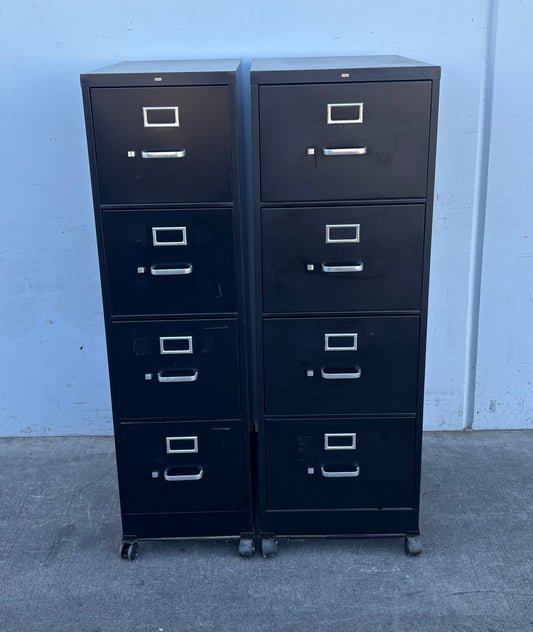 Hon 2 black file cabinets 4 drawer on wheels