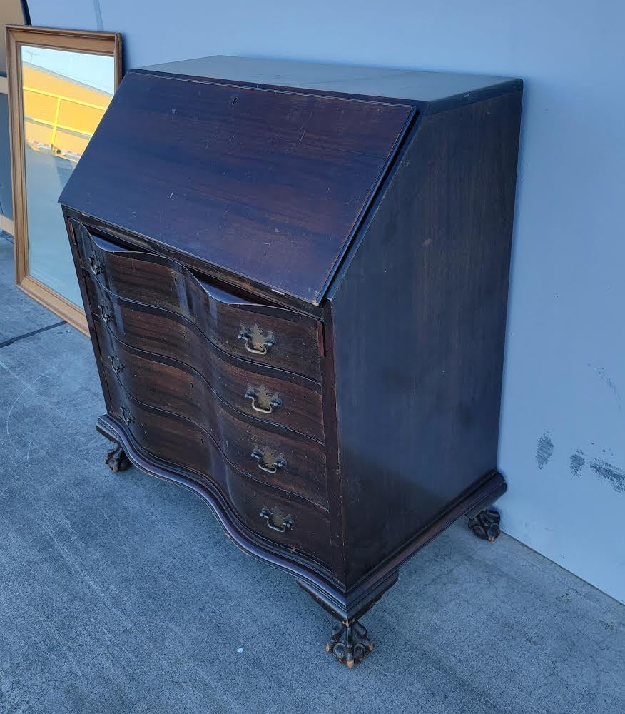 Dark wood secretary desk/dresser drop front