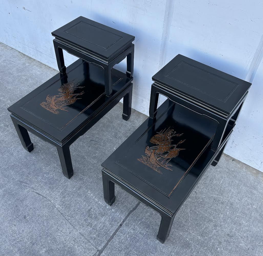 Antique Chinese Lacquer Side Tables