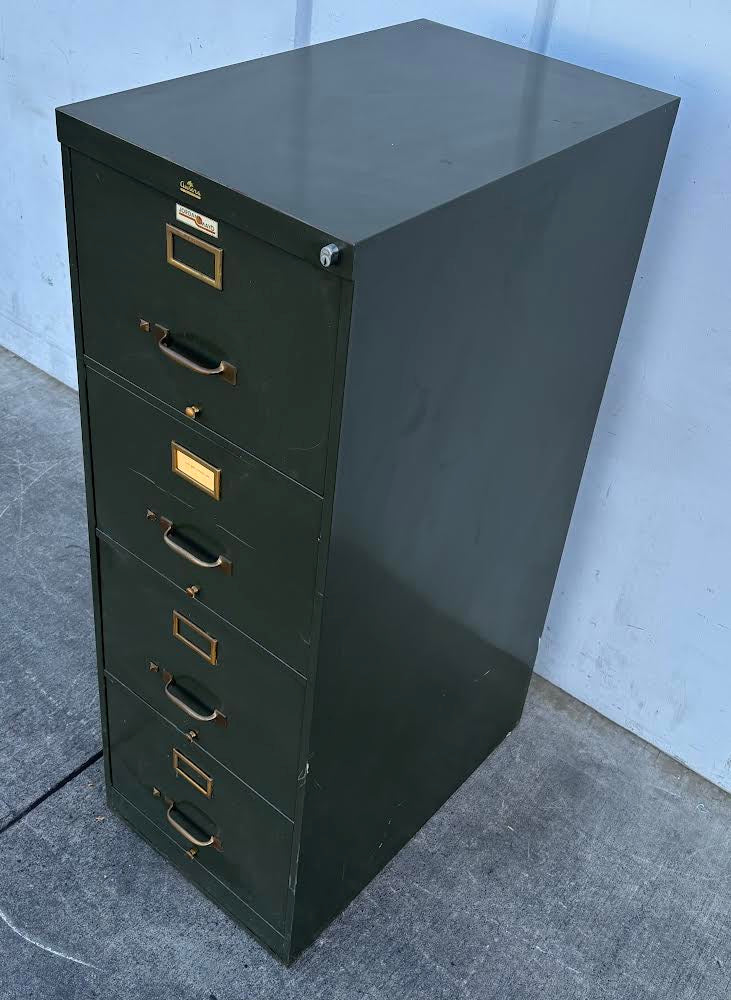 ASE aurora jordan mayo Green Metal Antique 4 Tier File Cabinet (no key)