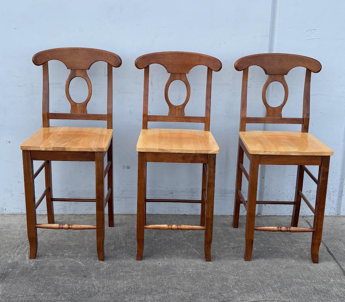 Eleanor Napoleon Back Wood Counter Chair Bar Stools Made in Malaysia
