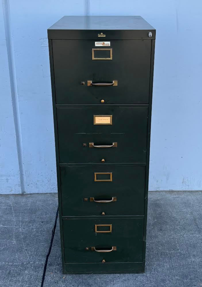 ASE aurora jordan mayo Green Metal Antique 4 Tier File Cabinet (no key)