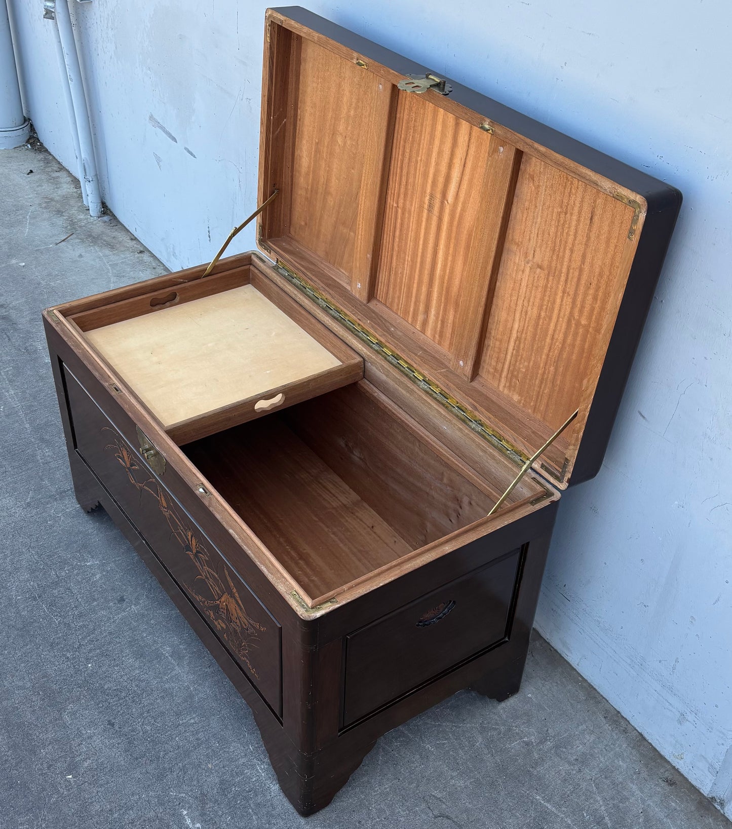 Chinese Carved Antique Dowry Chest or Coffee Table