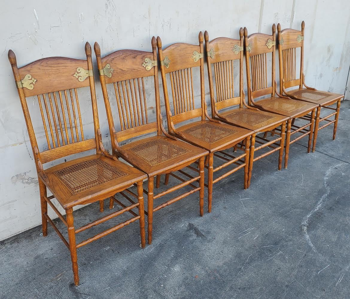 side dining chairs wicker seat (6) vintage
