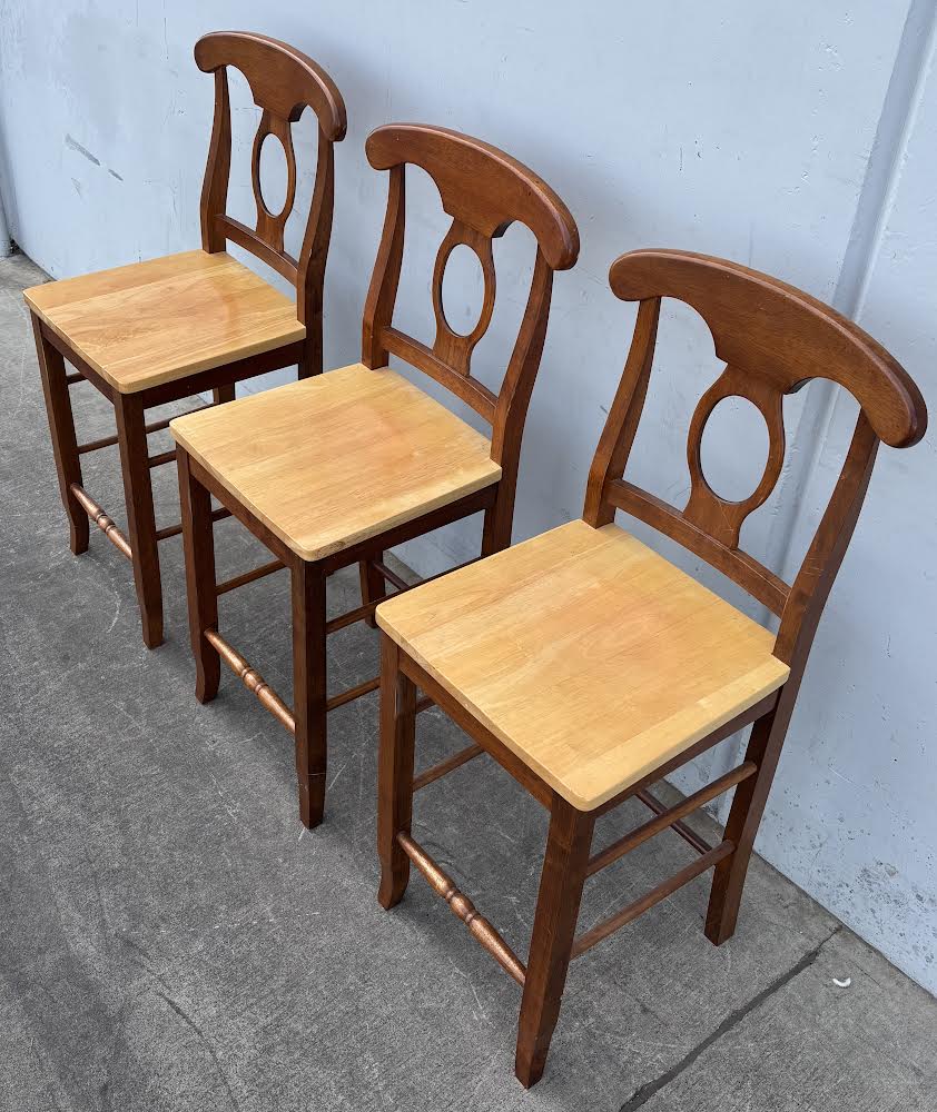 Eleanor Napoleon Back Wood Counter Chair Bar Stools Made in Malaysia