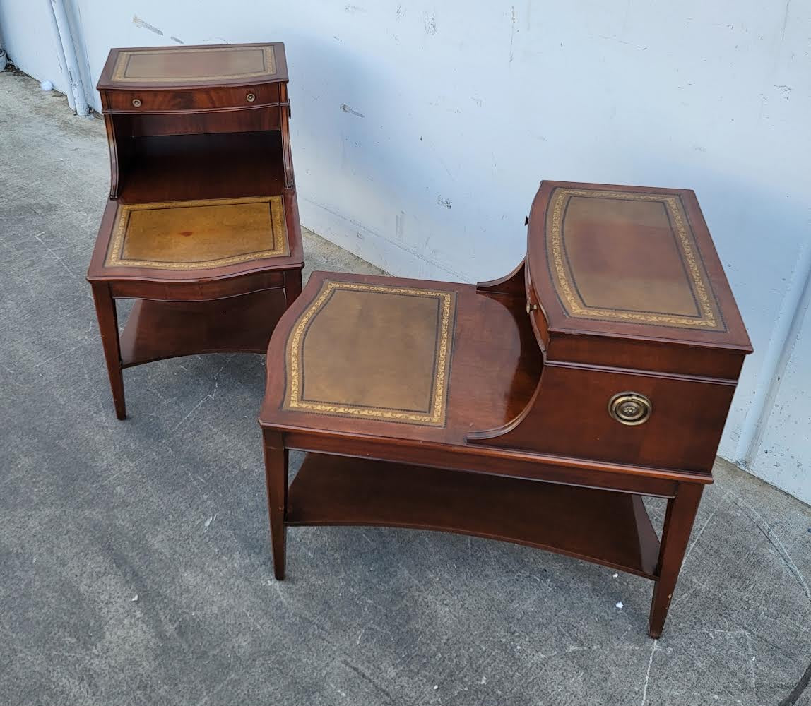 End / side tables (2) antique/ vintage 2 tier step up