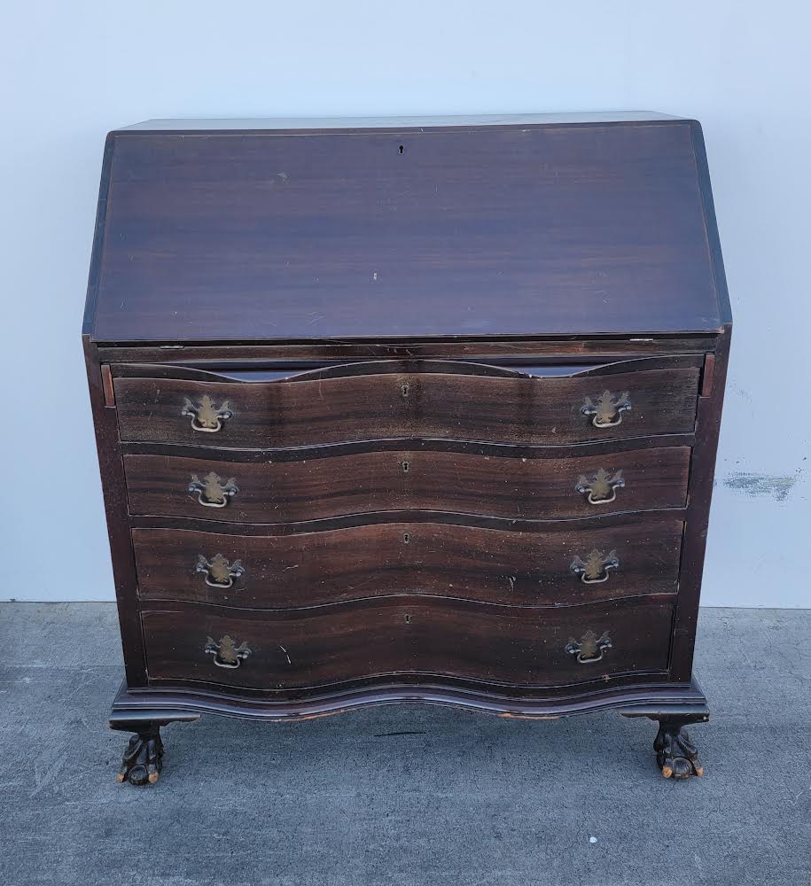 Dark wood secretary desk/dresser drop front