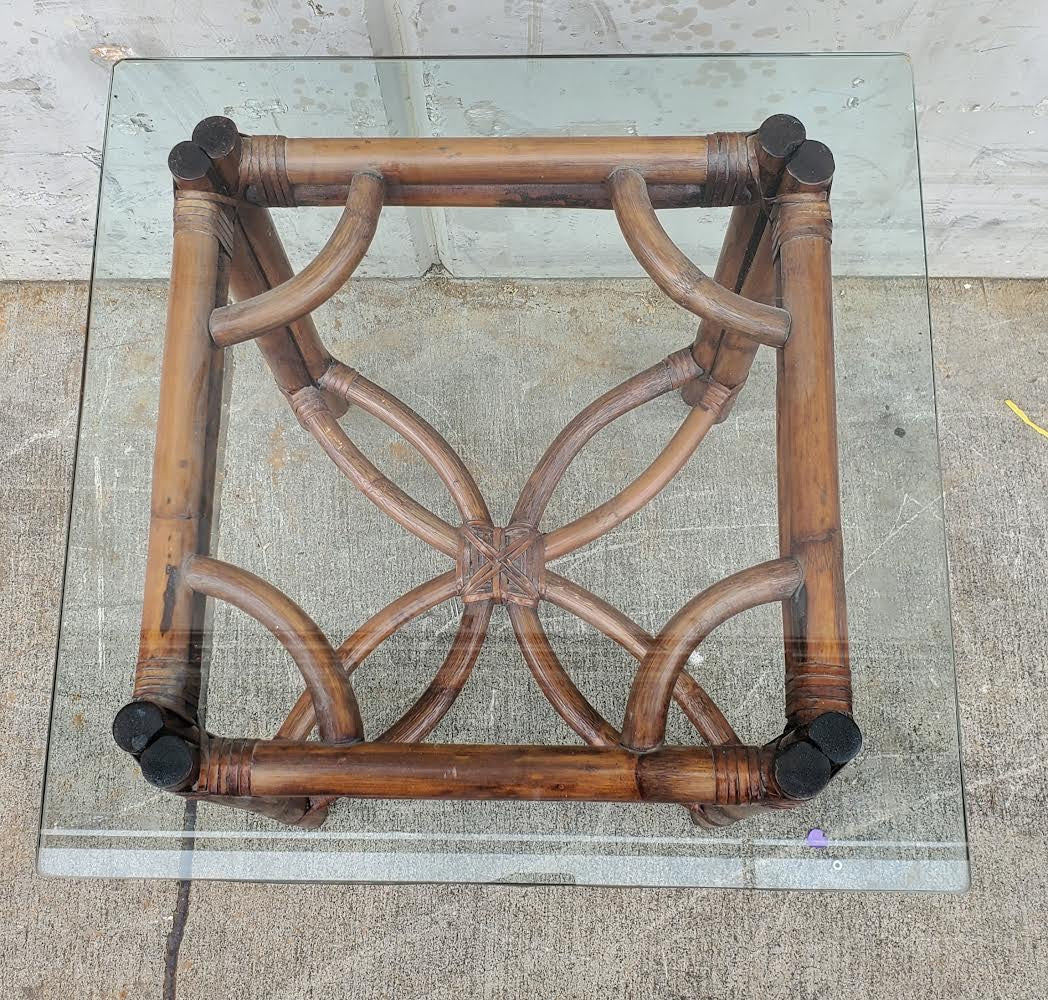 Glass top end/side table faux bamboo