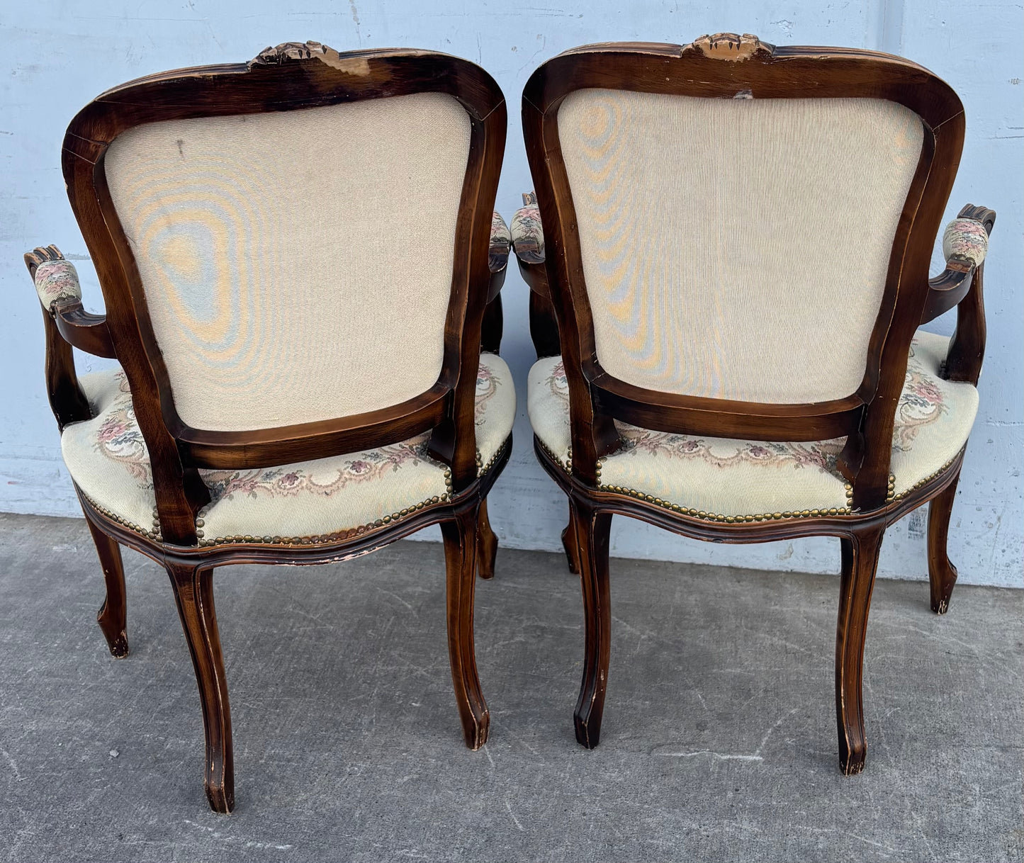 Vintage/ antique French style dining arm chairs needlepoint floral