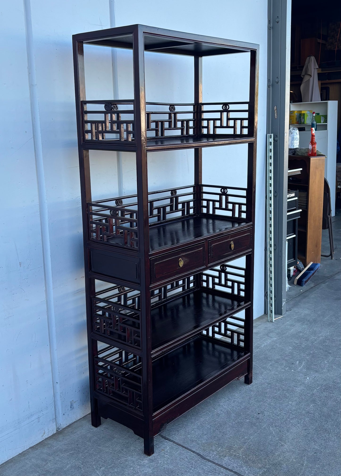 Chinese/ Asian style bookcase with drawers display shelf