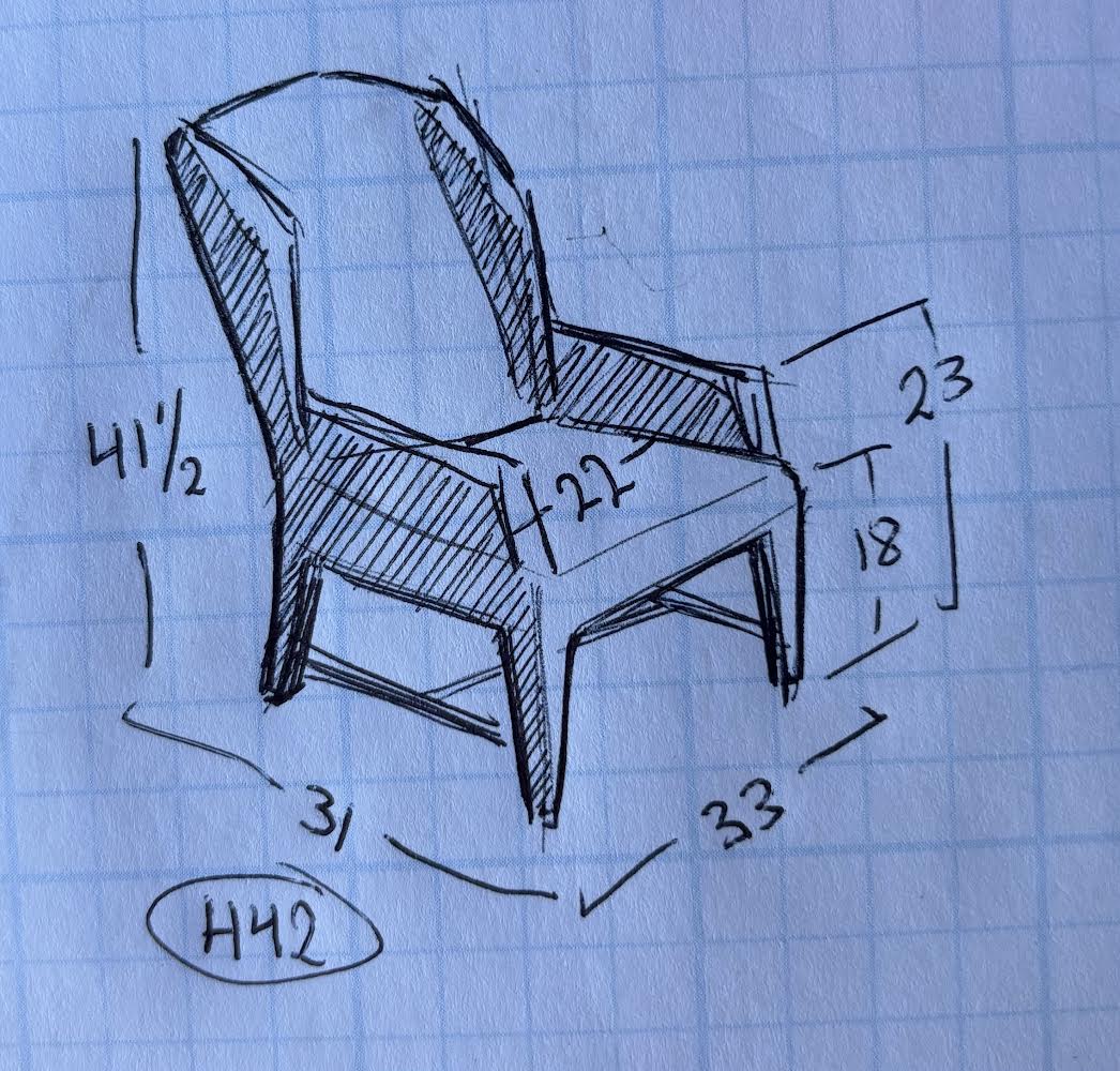 Pair Wing Chairs with High Exposed Wood Leg