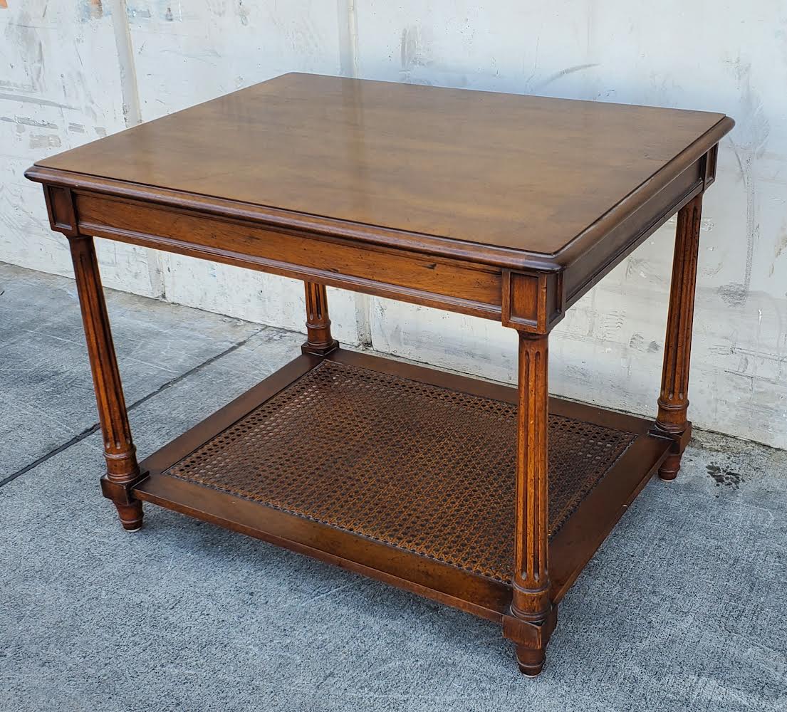End/side table two tier bottom cane/wicker/rattan