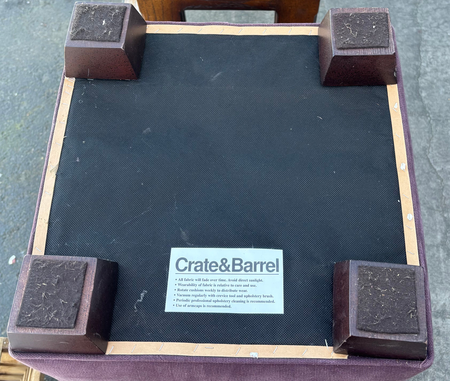 Crate and barrel purple ottomans/ footrests (2)