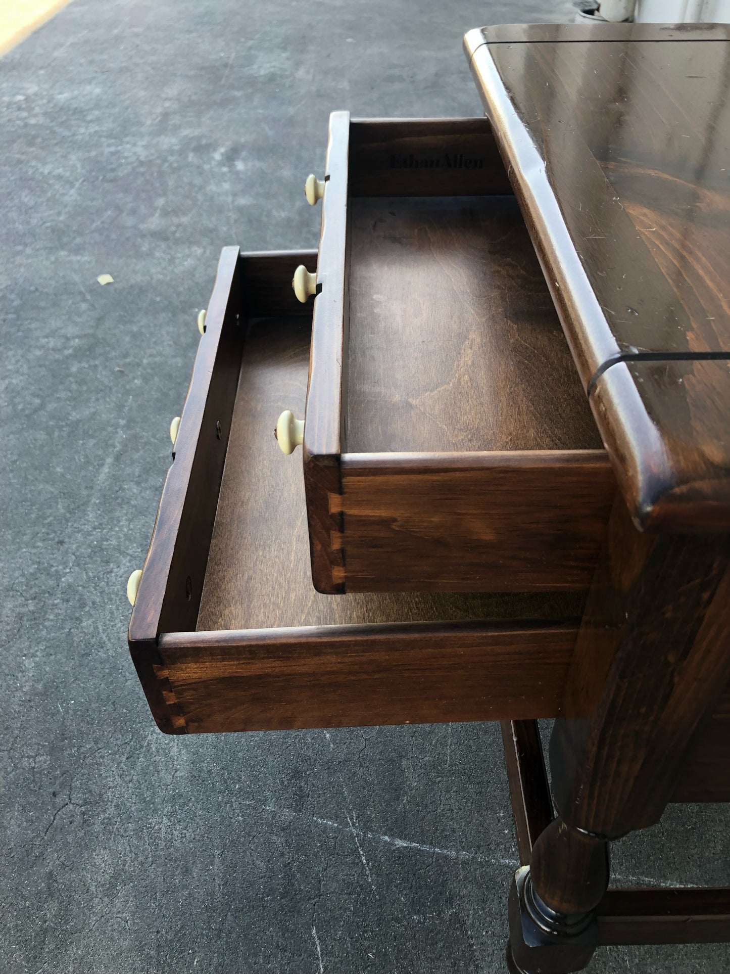 Ethan Allen dark wood end/side table