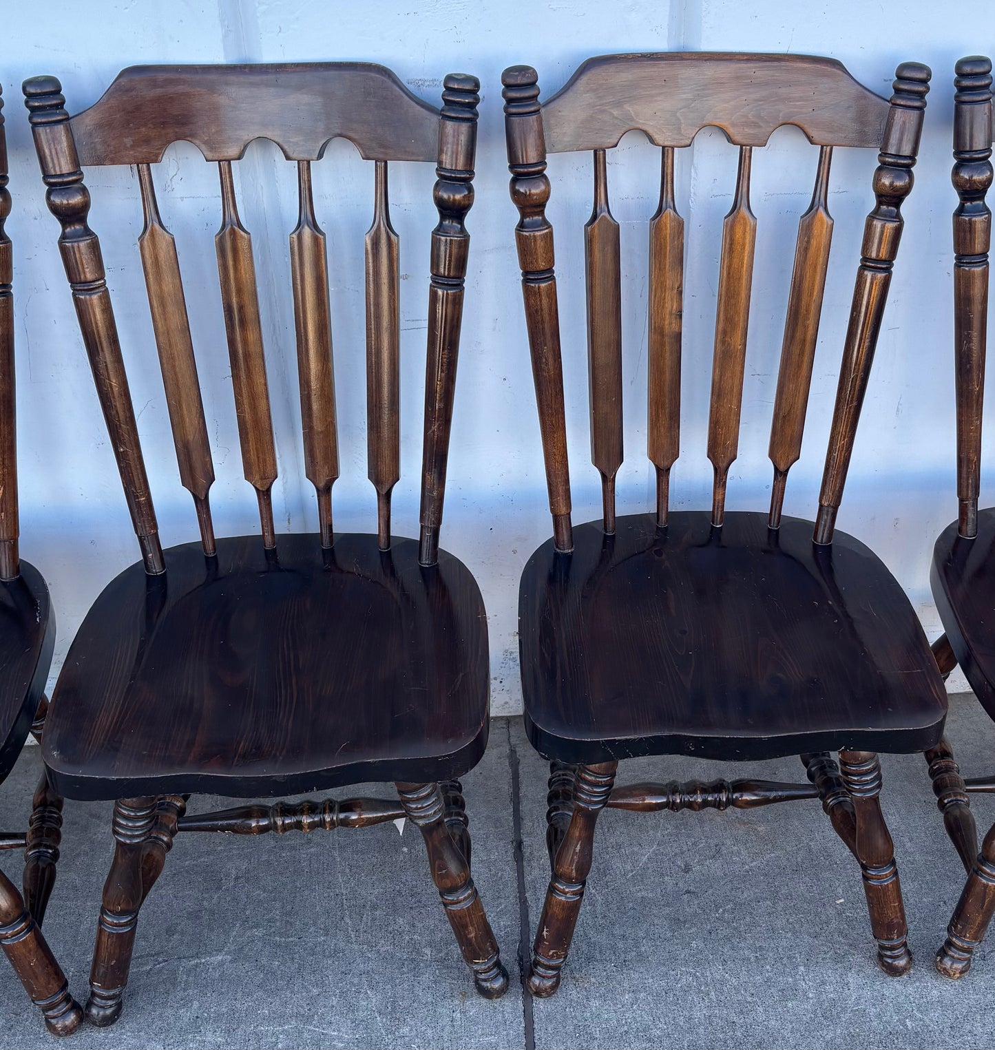 Country style 8 dining chairs dark wood