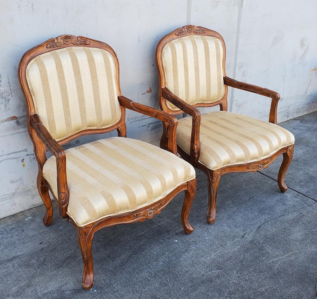 Klaussner antique/vintage French style accent/armchairs (2) tan