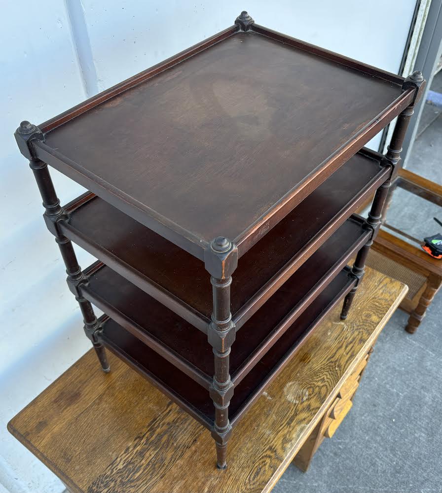 Mid Century Vintage Wood 4 Tier End Table