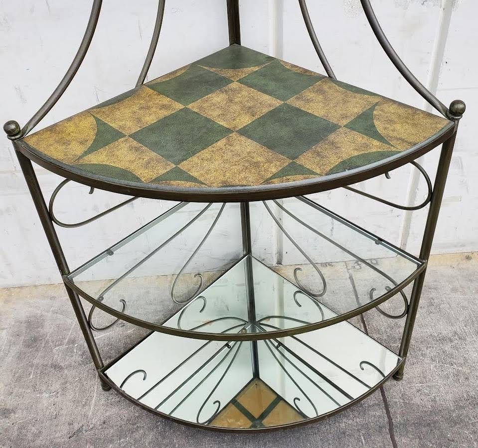 Antique/vintage metal corner stand/shelf