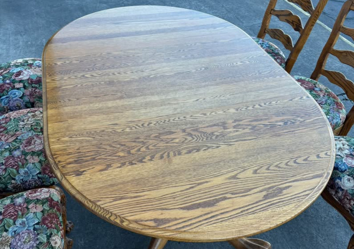 7 Piece Handcrafted Oak Dining Table