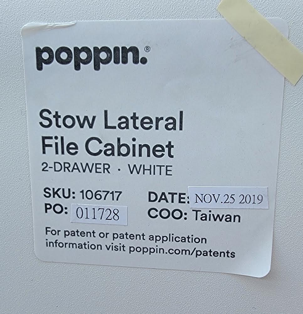 Poppin stow lateral file cabinet 2 drawer white