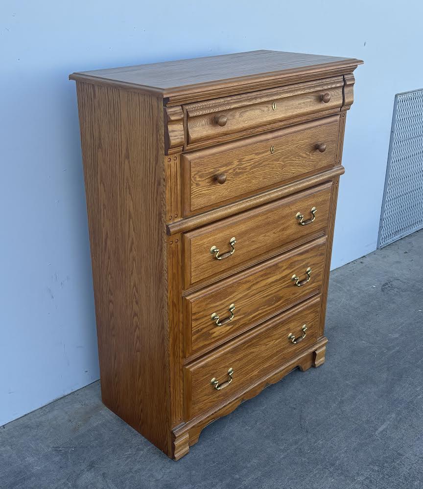 Highboy dresser cabinet light wood