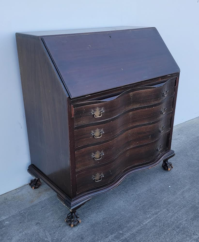 Dark wood secretary desk/dresser drop front