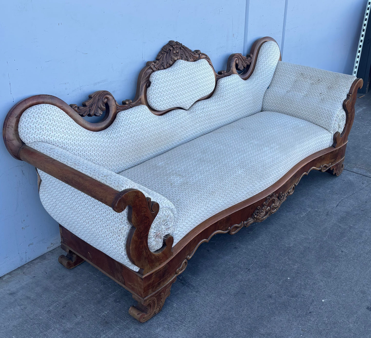 Antique/ vintage Victorian empire style carved white/ off white sofa