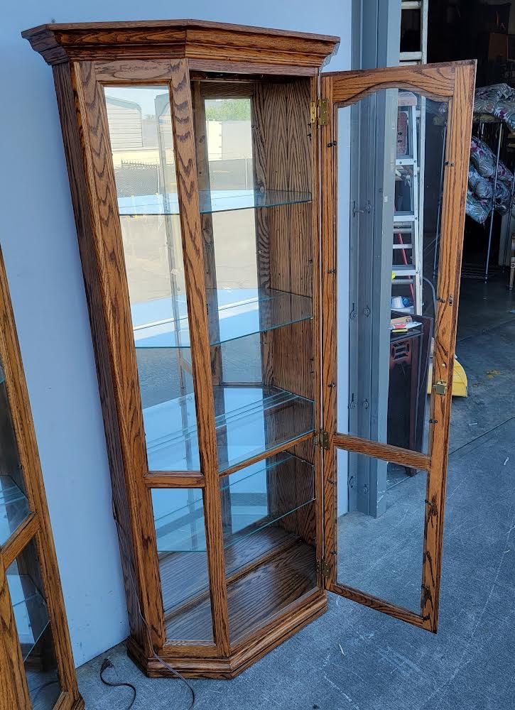 Curio corner display cabinets lighted (2 available/ $200 each)