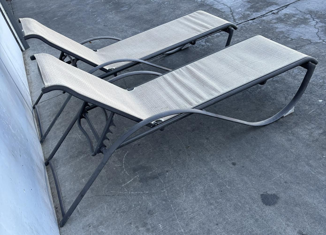 2 Sling Chaise Lounge Outdoors Chairs