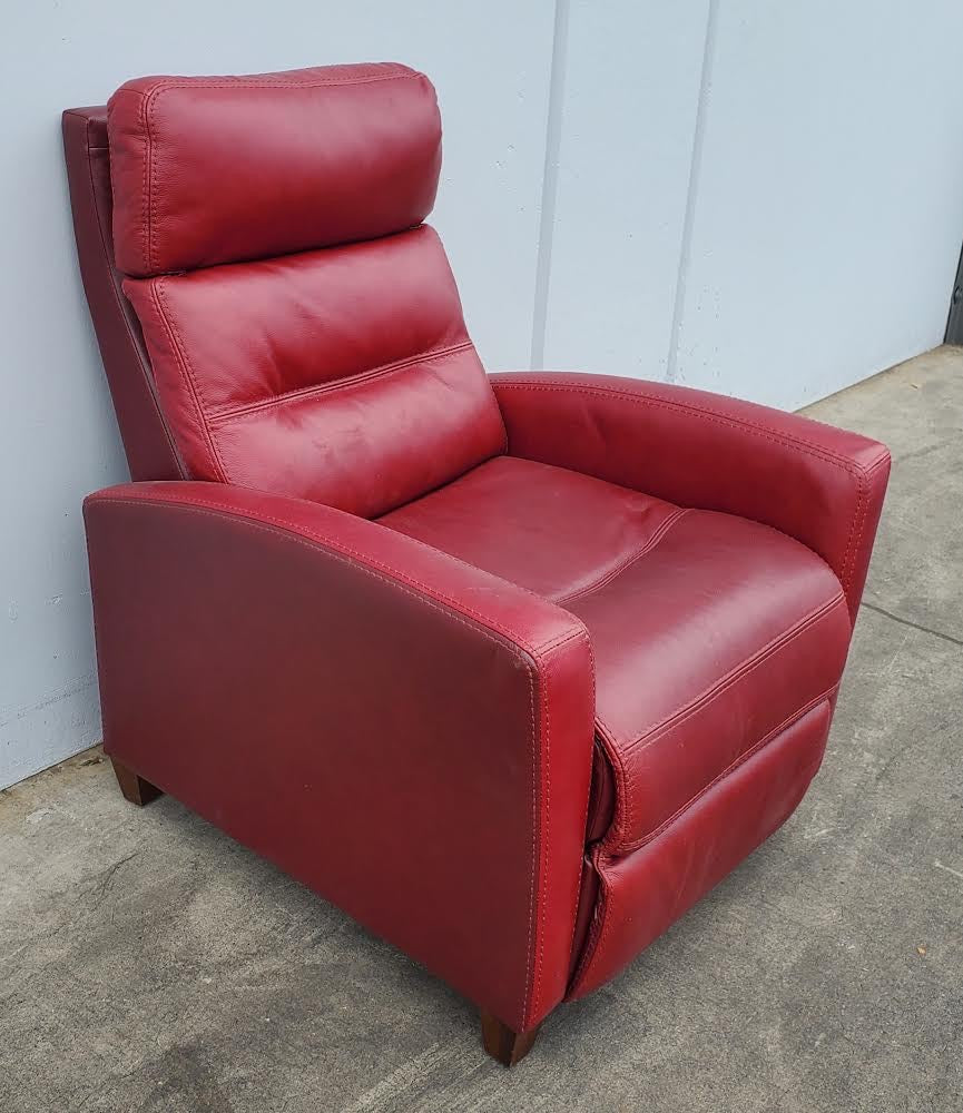 Red leather recliner club armchair