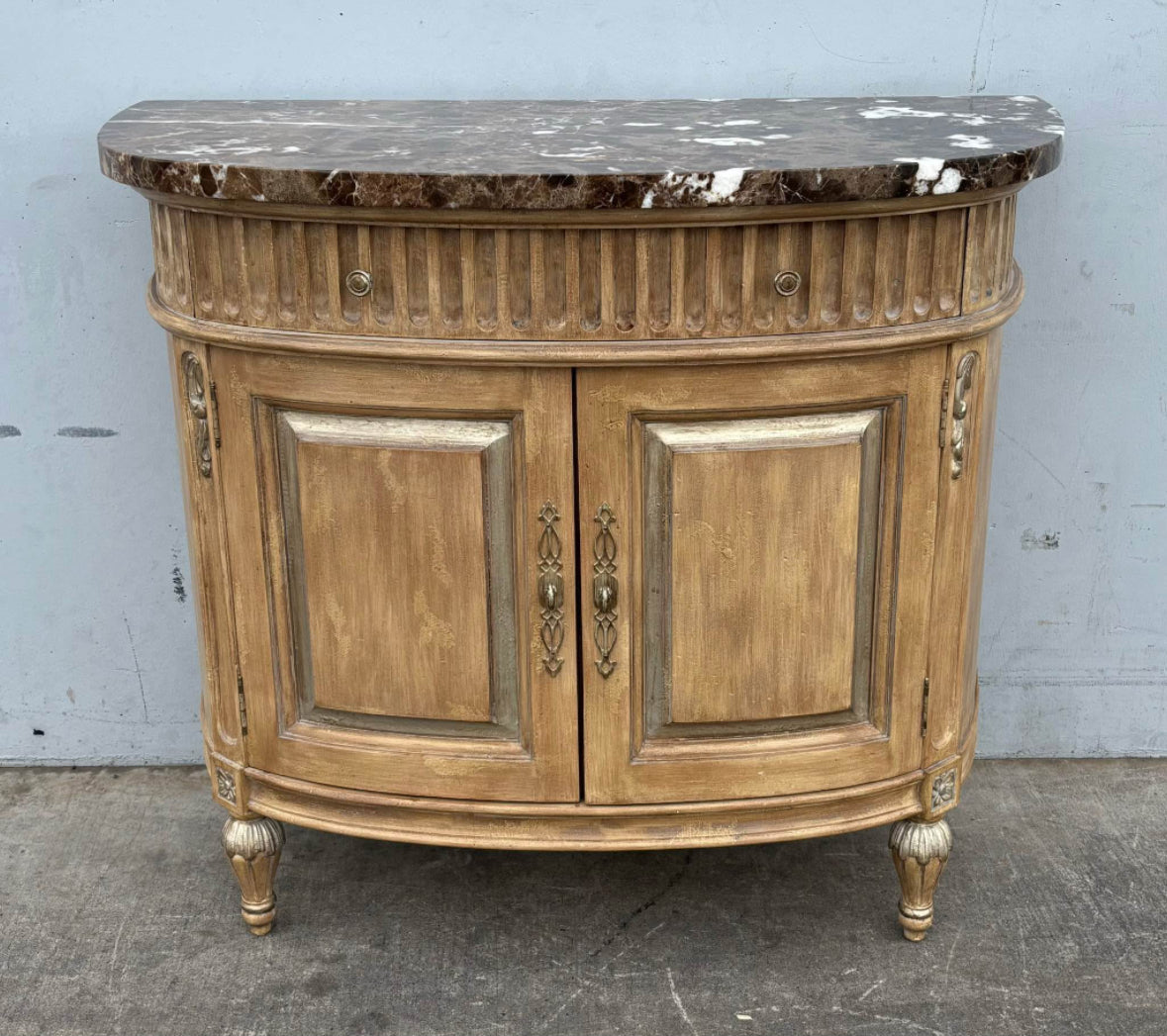 Jeffco French Provincial/Italian Baroque Carved Wood French Bombe cabinet buffet Commode