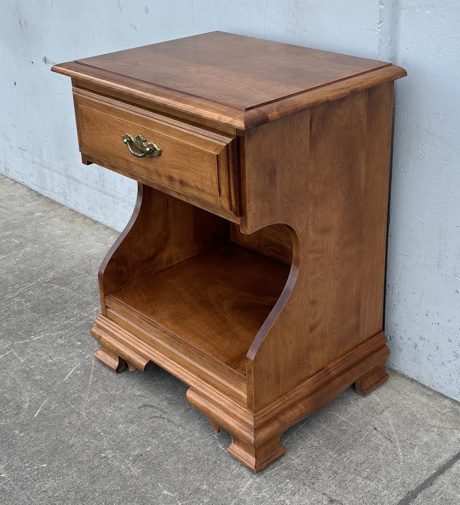 Cal shops Solid Hard Rock Maple Colonial Early American Open Cabinet Nightstand