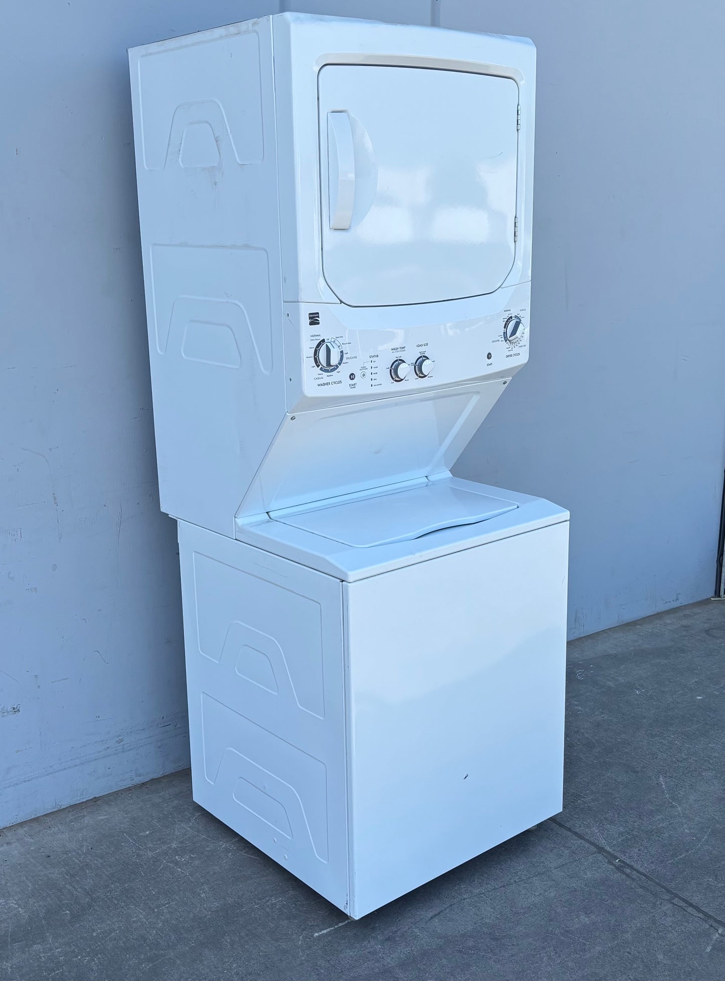 Kenmore white stacked washer and dryer laundry center