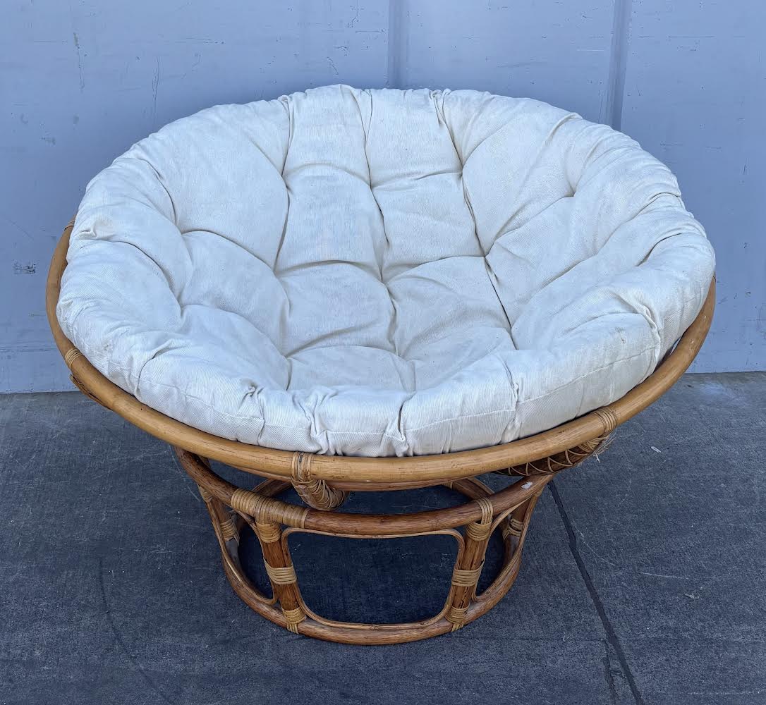 vintage rattan papasan style outdoor patio lounge chair