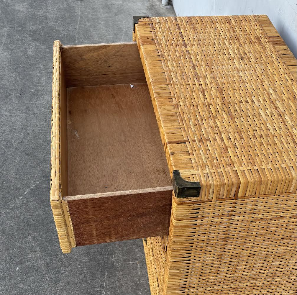 Late 20th Century Vintage Coastal Wrapped Rattan Chest of Drawers
