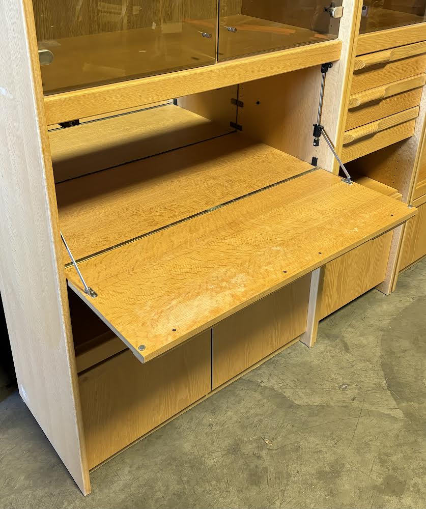 Mid Century/Scandinavian Modern Display Cabinets, Wall Unit, Oak