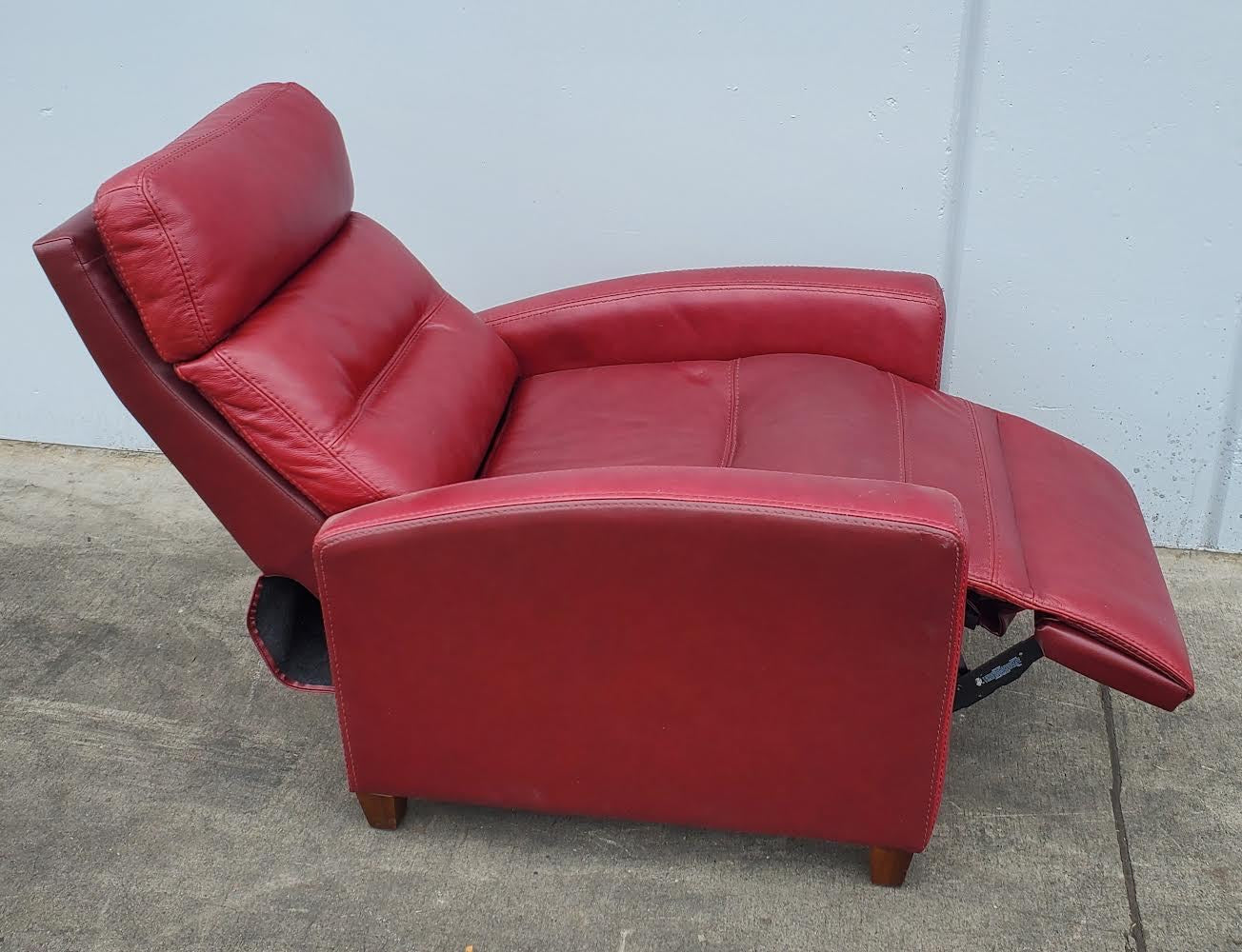 Red leather recliner club armchair
