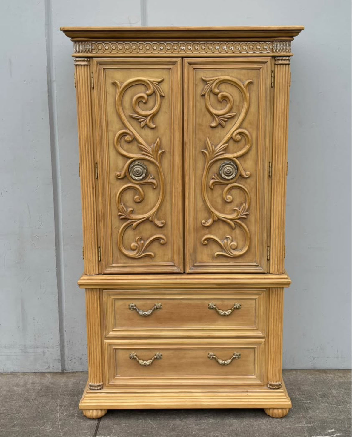 American Signature Light Wood Armoire wardrobe Dresser Hutch